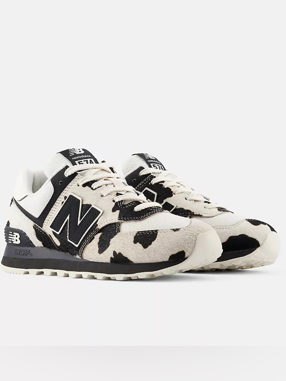 🐄 NEW BALANCE 574 COW PRINT BLACK WHITE 🐄 - Picture 2 of 4